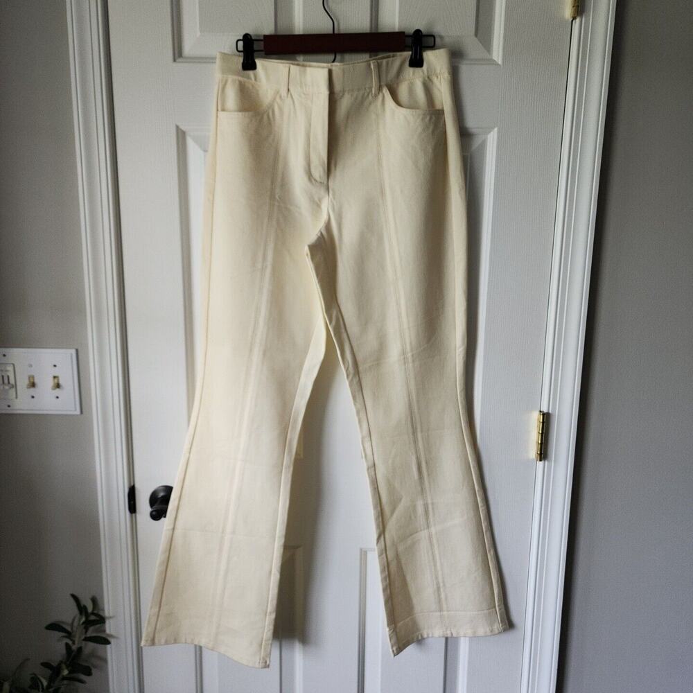 Isaac Mizrahi Live Women Yellow Dress Pants Size 10 Trousers Wide Leg